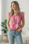In a Tropical Daydream Pink Blouse