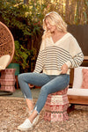 Long Sleeve Relaxed Stripe V-neck