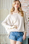 Meet You at the Bookstore Cream Ribbed Long Sleeve