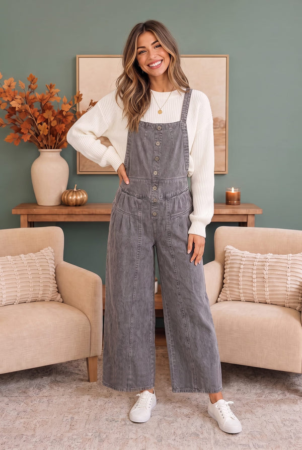 Just Darling Wide Leg Denim Overall