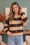 Potluck Cozy Stripe Button Front Cardigan