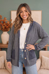 Crafting Corner Stripe Button Front Hoodie