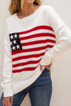 US Flag Side Slit Drop Shoulder Sweater