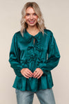 Tied Up in Style Teal Ribbon Blouse