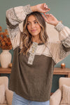 Olive You So Much Mixed Media Henley Top