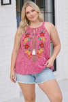 Boho Blooms Embroidered Halter Top in Fuchsia