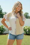 Pretty Patchwork Floral Button Down Top