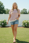 Breezy Stripe Knit Top in Ivory and Red