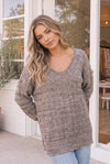 Throw it On Mocha/Grey Knit Sweater
