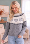 Snowflake Fair Isle Colorblock Pullover Sweater