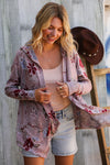 Find Love Bronze Long Sleeve Floral Print Open Cardigan Hoodie