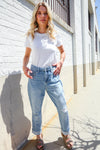 Judy Blue High-Rise Boyfriend Cuffed Hem Star Pocket Jeans