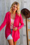 Coastal Breeze Coral Long Sleeve Open Cardigan Hoodie