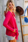 Coastal Breeze Coral Long Sleeve Open Cardigan Hoodie