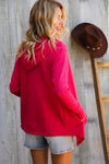 Coastal Breeze Coral Long Sleeve Open Cardigan Hoodie