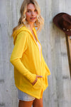 Coastal Breeze Sunflower Long Sleeve Open Hoodie Cardigan