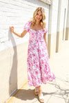 Feeling Femme Pink Sweetheart Neck Bustier Floral Tiered Dress