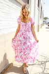 Feeling Femme Pink Sweetheart Neck Bustier Floral Tiered Dress