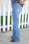 Judy Blue Medium Wash Mid Rise Release Hem Distressed Bootcut Jeans