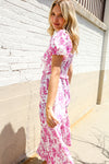 Feeling Femme Pink Sweetheart Neck Bustier Floral Tiered Dress
