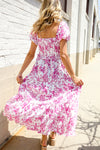 Feeling Femme Pink Sweetheart Neck Bustier Floral Tiered Dress