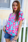 Spring Vibes Blue & Pink Floral Print V Neck Short Sleeve Top