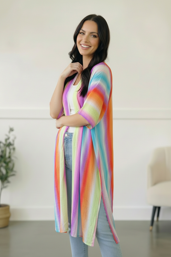 Caught in Technicolor Open Kimono