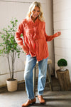Everyday Persimmon Cotton Smocked Ruffle Detail Shacket