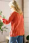 Everyday Persimmon Cotton Smocked Ruffle Detail Shacket