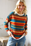Sunset on the Trail Multicolor Textured Oversized Knit Sweater