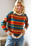 Sunset on the Trail Multicolor Textured Oversized Knit Sweater