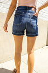 Judy Blue Dark Wash Released Hem Tummy Control Shorts
