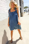 PLUS Spread Joy Washed Denim Tie Shoulder Oversize Romper