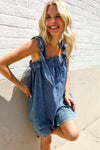 PLUS Spread Joy Washed Denim Tie Shoulder Oversize Romper