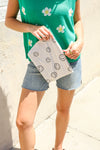 Ivory Smily Face Cloth Zipper Ribbed Travel Bag