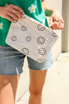 Ivory Smily Face Cloth Zipper Ribbed Travel Bag