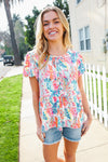 Perfect Find Ivory Floral Leaf Print Short Sleeve Babydoll Top