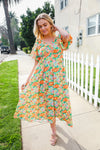 Hello Beautiful Sage Elastic V Neck Tiered Daisy Floral Maxi Dress