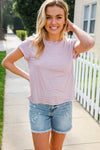 Everyday Chic Maroon & White Stripe Short Sleeve Knit Top