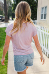 Everyday Chic Maroon & White Stripe Short Sleeve Knit Top
