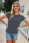 Everyday Chic Black & White Stripe Short Sleeve Knit Top