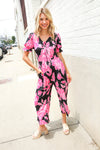 Spring Vibes Black Floral Print Ruffle Sleeve Wide Leg Jumpsuit