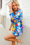 Best in Bold Abstract Print Button-Down Smock Sleeve Top