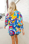 Best in Bold Abstract Print Button-Down Smock Sleeve Top