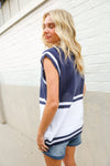 Put Together Navy V Neck Button Down Color Block Sweater Vest