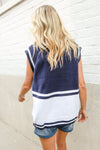 Put Together Navy V Neck Button Down Color Block Sweater Vest