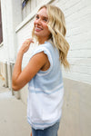 Put Together Blue V Neck Button Down Color Block Sweater Vest