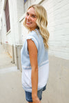 Put Together Blue V Neck Button Down Color Block Sweater Vest