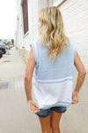 Put Together Blue V Neck Button Down Color Block Sweater Vest