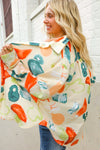 Be Bold Ivory Multicolor Abstract Print Button Down Shirt Top